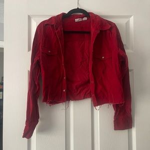 Red garnet maroon cropped jacket shacket large perfect for game day